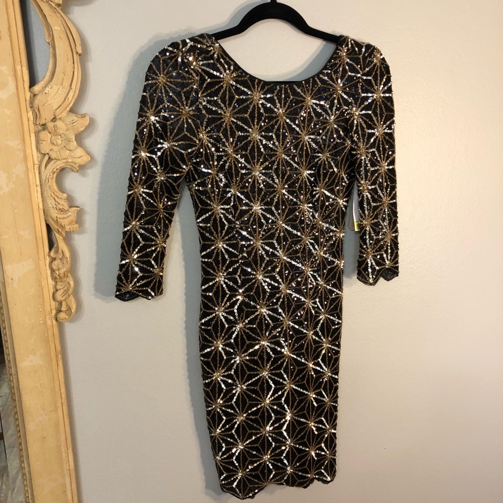 Gianni Bini Black and Gold Sequin Dress